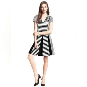 Women's BANANA REPUBLIC Dress Size 4P petite short sleeve Black & White